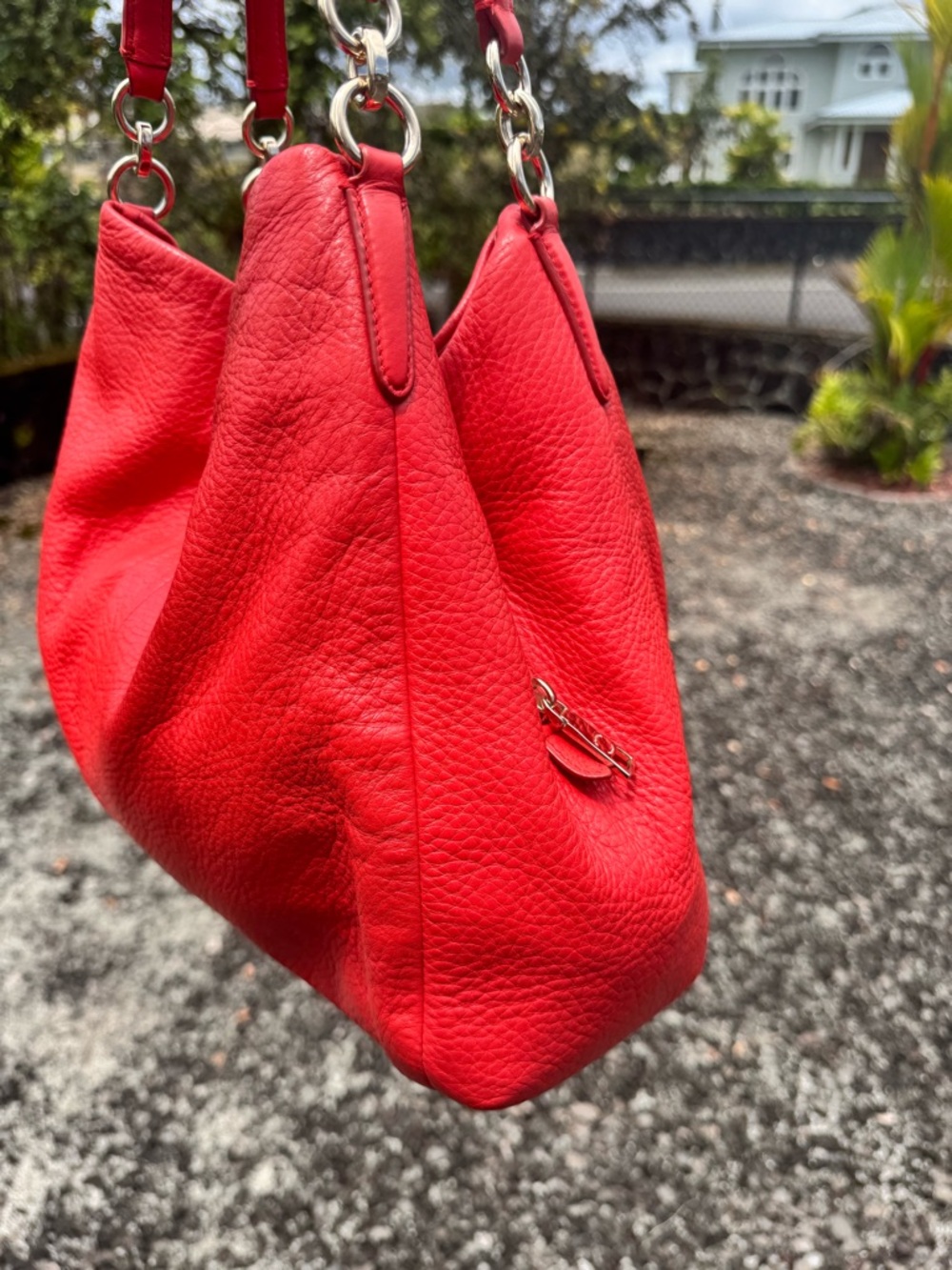 Coach Edie 31 Pebbled Leather Shoulder Bag Red Hobo Gold Hardware - Picture 8 of 16